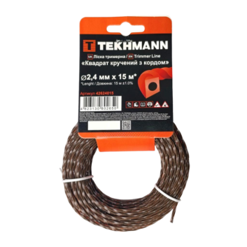 Леска для триммеров "Квадрат кручёный с кордом" 2,4 мм Tekhmann